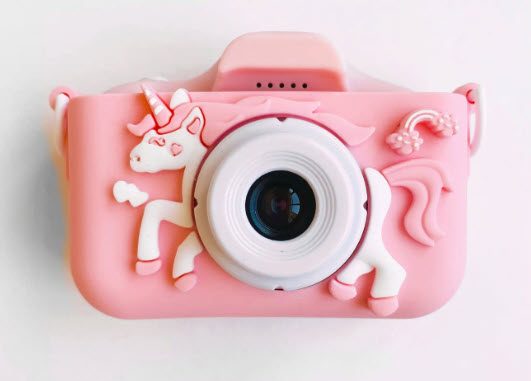 Ударопрочный детский фотоаппарат для девочек 1080p Full-HD со встроенной памятью цифровая камера с 3 играми и селфи, Единорог розовый